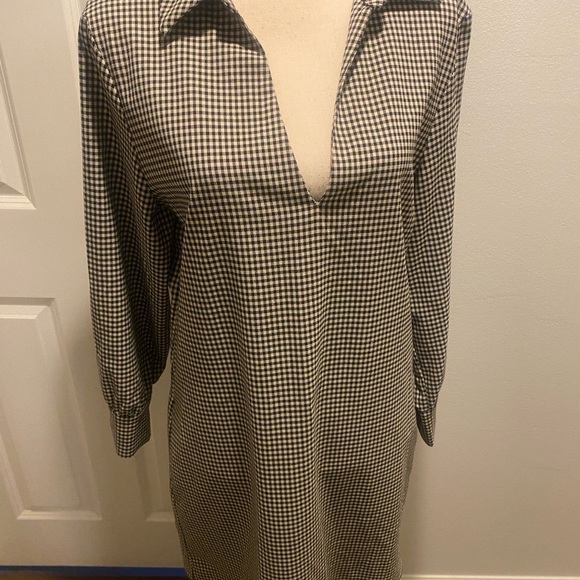 Zara Women’s winter shirt dress checker plaid collared black white midi new xl - Picture 9 of 16